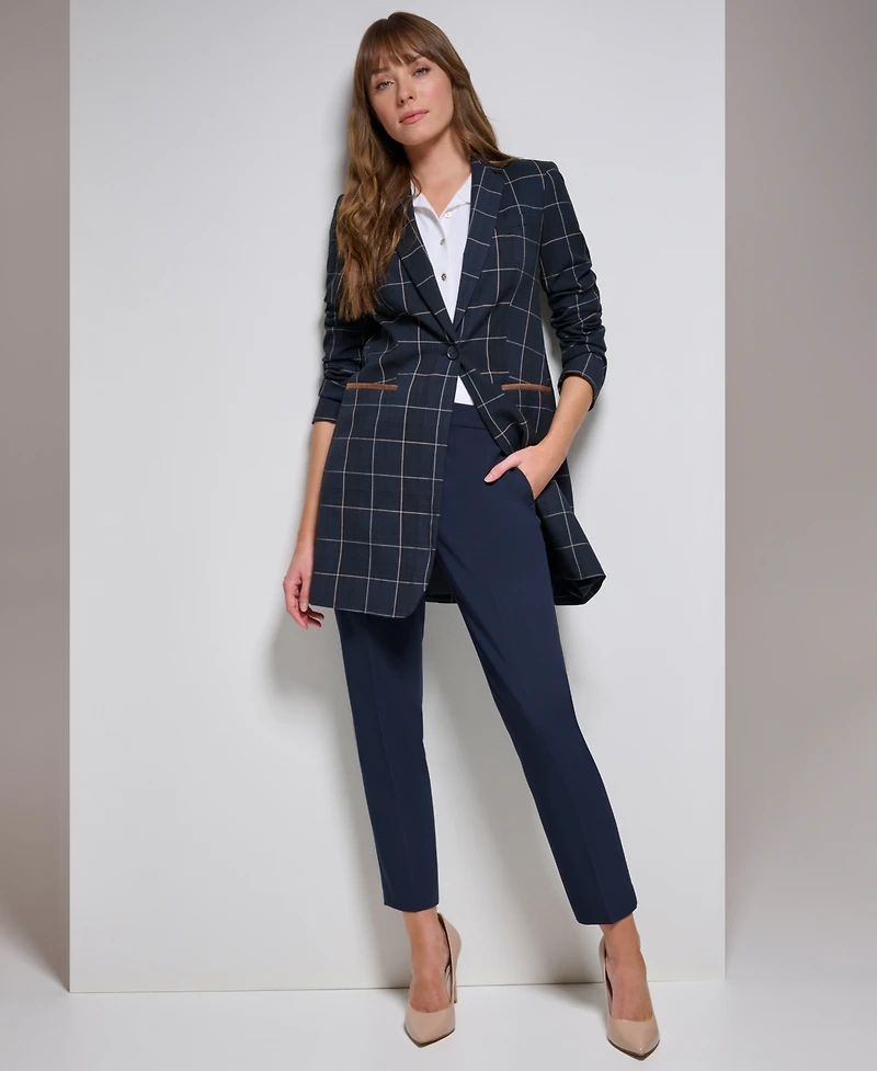 Tommy Hilfiger Women's Windowpane One-Button Blazer
