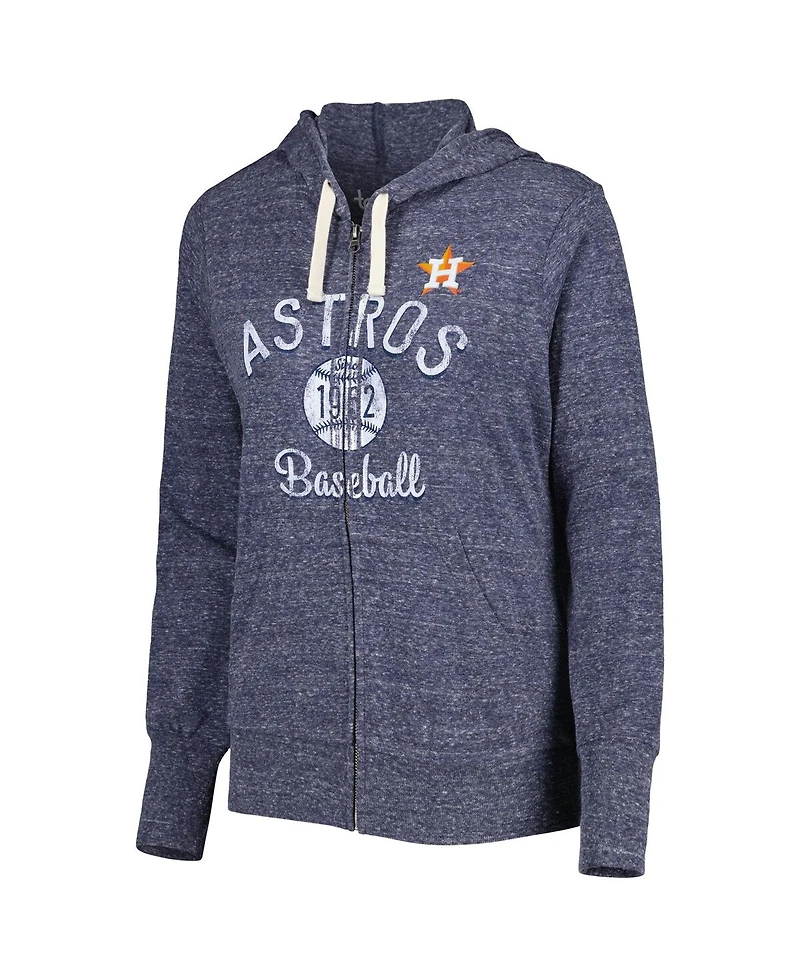 Women's Touch Heathered Navy Houston Astros Training Camp Tri-Blend Full-Zip Hoodie
