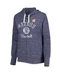 Women's Touch Heathered Navy Houston Astros Training Camp Tri-Blend Full-Zip Hoodie