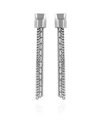 Vince Camuto Silver-Tone Mixed Chain Linear Tassel Dangle Drop Earrings