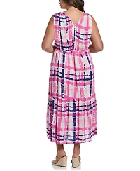 Ella Rafaella Plus Plaid Print V-Neck Midi Dress
