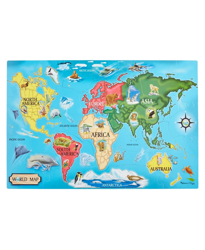 Melissa & Doug World Map Jumbo Jigsaw Floor Puzzle with 33 Pieces