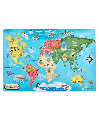 Melissa & Doug World Map Jumbo Jigsaw Floor Puzzle with 33 Pieces