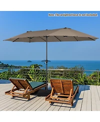 15FT Patio Double-Sided Umbrella Crank Outdoor Garden Market Sun Shade