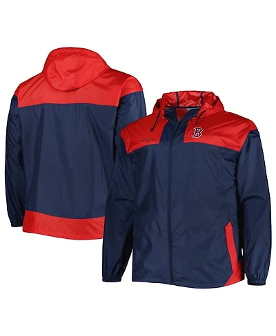Men's Columbia Navy Boston Red Sox Flash Forward Challenger Big and Tall Omni-Shade Full-Zip Windbreaker