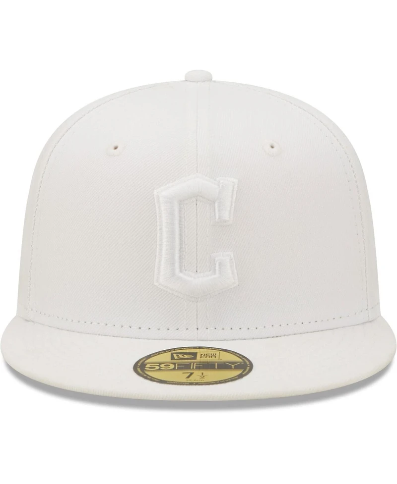 Men's New Era Cleveland Guardians White on White 59FIFTY Fitted Hat