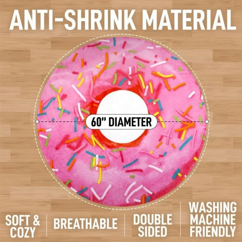 Zulay Kitchen Novelty Giant Glazed Premium Soft Round Pink Donut Blanket 60 inches