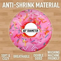 Zulay Kitchen Novelty Giant Glazed Premium Soft Round Pink Donut Blanket 60 inches