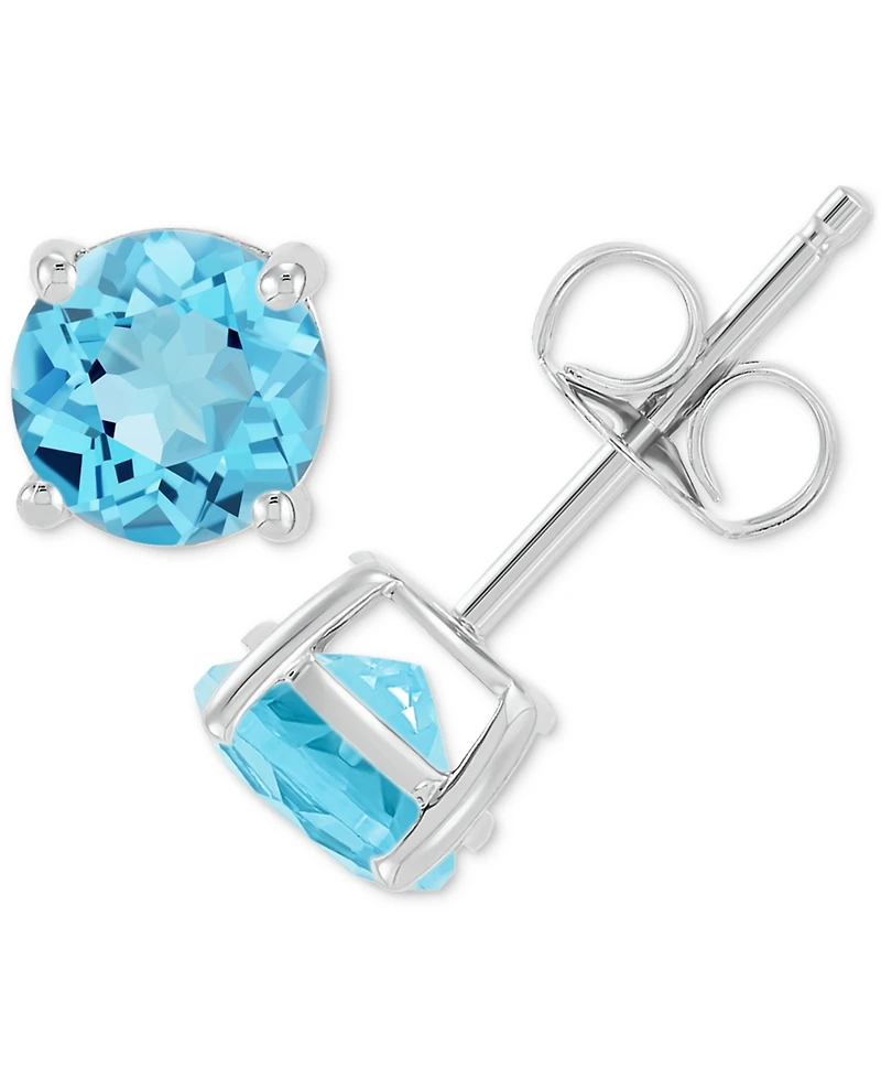 Birthstone Stud Earrings 14k Gold or White