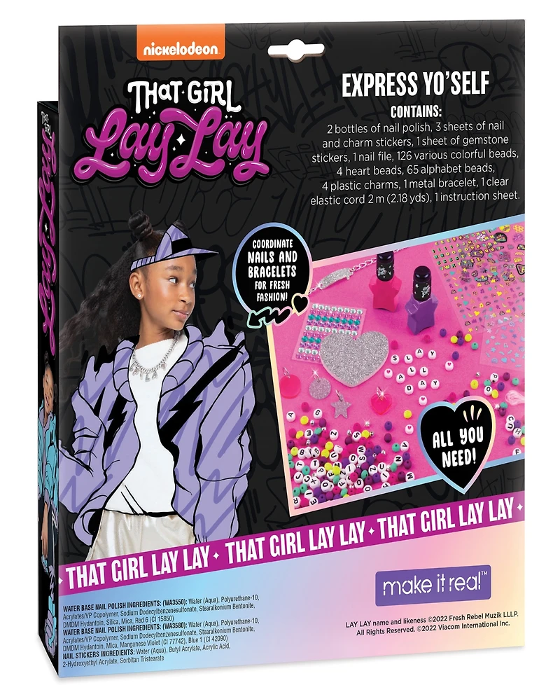 That Girl Lay Lay Express Yo Self Diy Nail Art Bracelets Kit Create 6 Bracelets, Make It Real, Nickelodeon, 209 Pieces, Coordinate Nails Bracelets For
