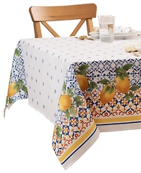Capri Lemon Double Border Tablecloth 60" x 144"