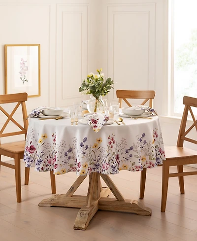 Poppy Wildflower Border Round Tablecloth 70" Round