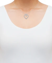 Diamond Double Row Heart Pendant Necklace (1/2 ct. t.w.) in Sterling Silver, 16" + 2" extender