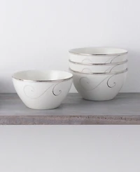 Noritake Platinum Wave Set of 4 Rice Bowls, Service For 4