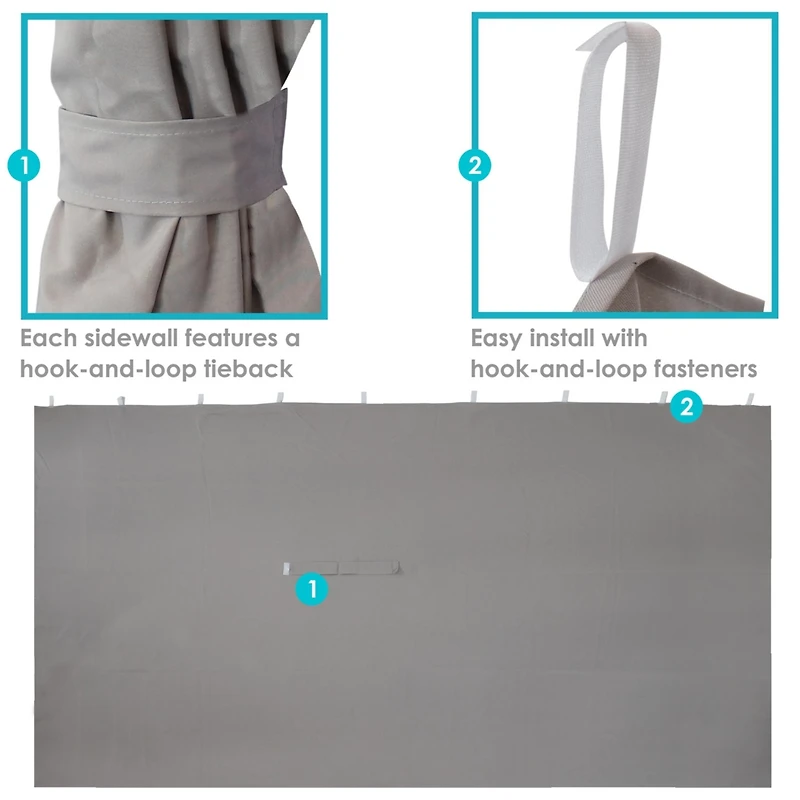 10-Foot x 13-Foot Gazebo 4-Piece Polyester Sidewall Set - Outdoor 125 Inches Wide x 77 Inches Tall Polyester Fabric Gazebo Curtains Only