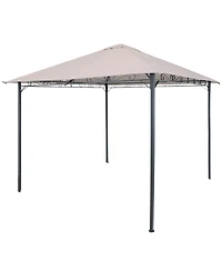 10 x 10 Foot Open Gazebo - Weather-Resistant Polyester Top and Black Steel Frame - Gray