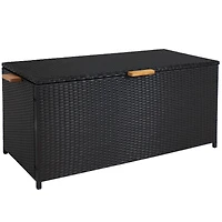 75 Gallon Indoor/Outdoor Acacia Wood and Resin Wicker Storage Deck Box with Hinged Lid