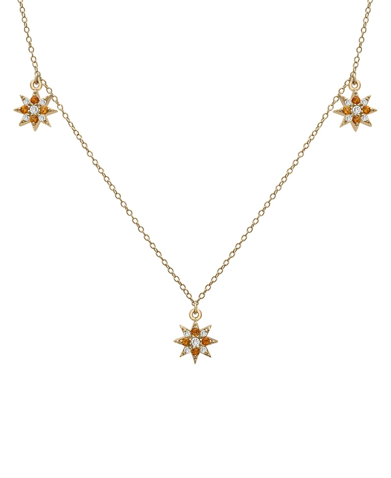 Citrine (1/4 ct. t.w.) & Lab-grown White Sapphire (1/5 ct. t.w.) Star Dangle Collar Necklace in 14k Gold-Plated Sterling Silver, 16" + 2" extender