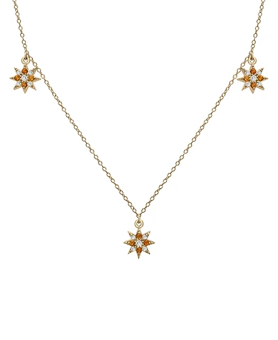 Citrine (1/4 ct. t.w.) & Lab-grown White Sapphire (1/5 ct. t.w.) Star Dangle Collar Necklace in 14k Gold-Plated Sterling Silver, 16" + 2" extender