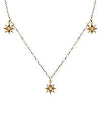 Citrine (1/4 ct. t.w.) & Lab-grown White Sapphire (1/5 ct. t.w.) Star Dangle Collar Necklace in 14k Gold-Plated Sterling Silver, 16" + 2" extender