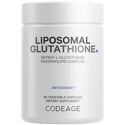 Codeage Liposomal Glutathione Supplement - Pure Reduced Setria L-Glutathione, Liposomal Delivery, Phospholipid Complex