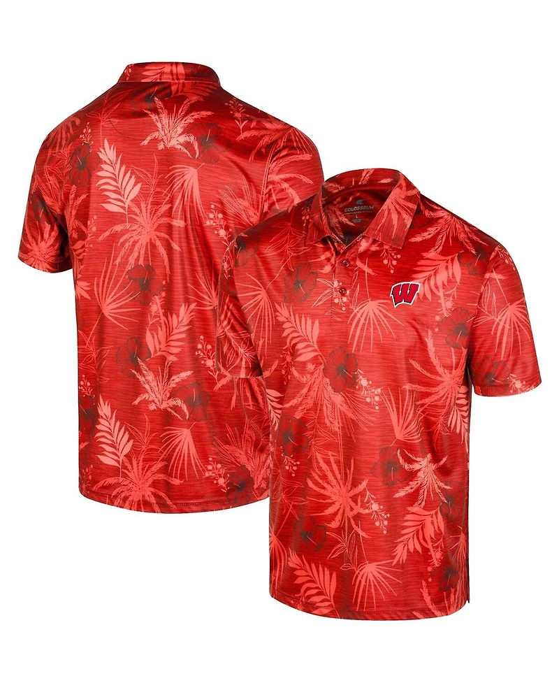 Men's Colosseum Wisconsin Badgers Palms Team Polo Shirt