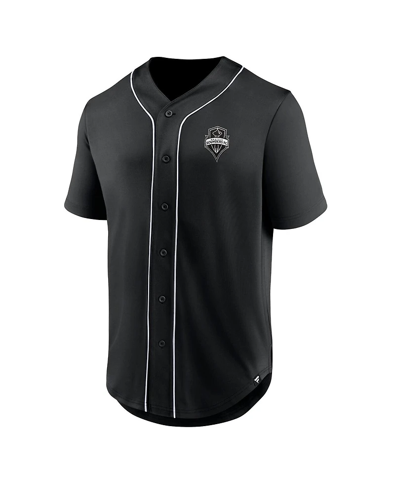 Men's Fanatics Black Seattle Sounders Fc Third Period Fashion Baseball Button-Up Jersey