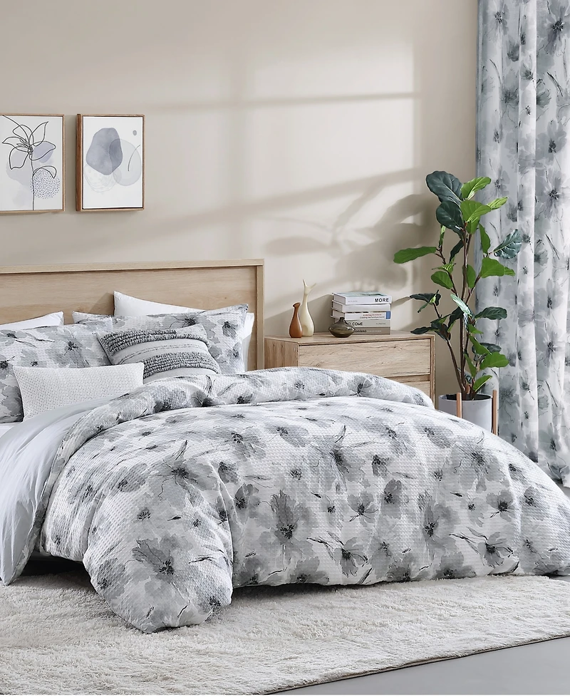Dkny Modern Bloom 3 Piece Duvet Cover Set, Queen