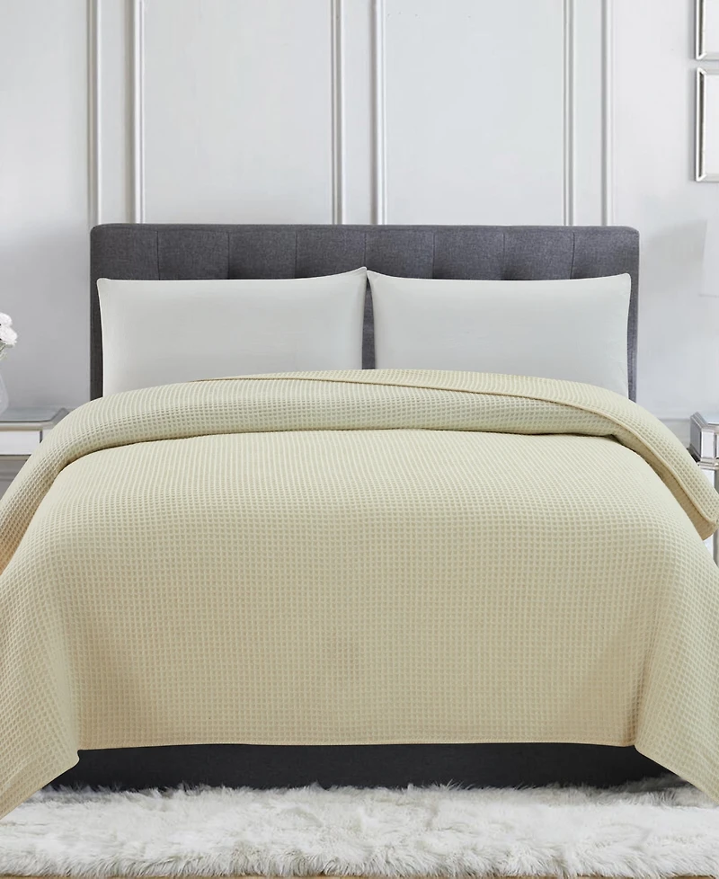 Melange Home 100% Wool Waffle Weave Blanket, King