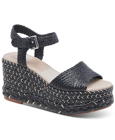 Dolce Vita Women's Tiago Raffia Ankle-Strap Espadrille Platform Wedge Sandals