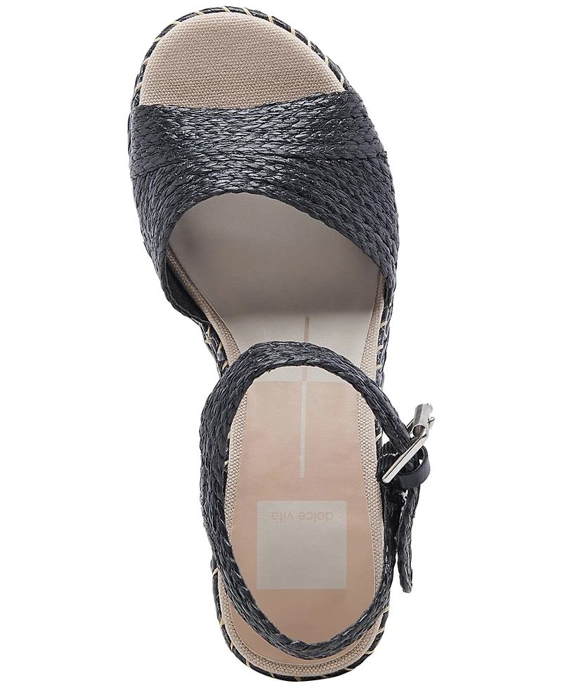 Dolce Vita Women's Tiago Raffia Ankle-Strap Espadrille Platform Wedge Sandals
