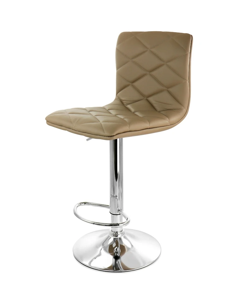 Elama 2 Piece Adjustable Diamond Tufted Faux Leather Bar Stool in Camel with Chrome Base