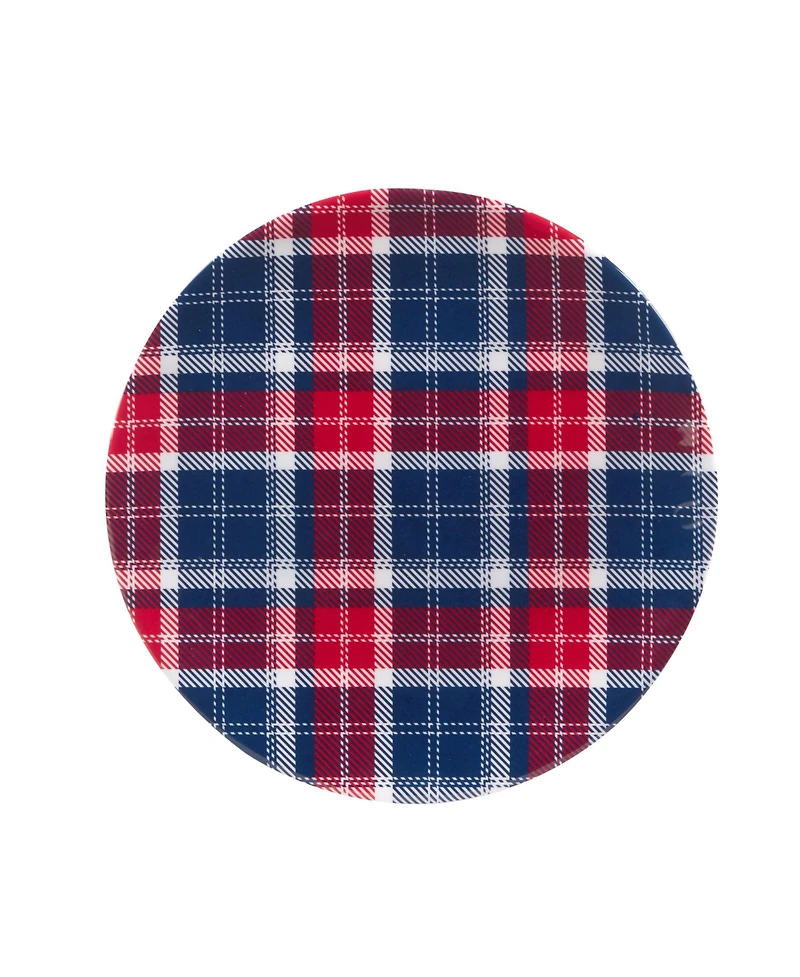 Certified International Patriotic Plaid Melamine 12 Piece Dinnerware Set, Service for 4