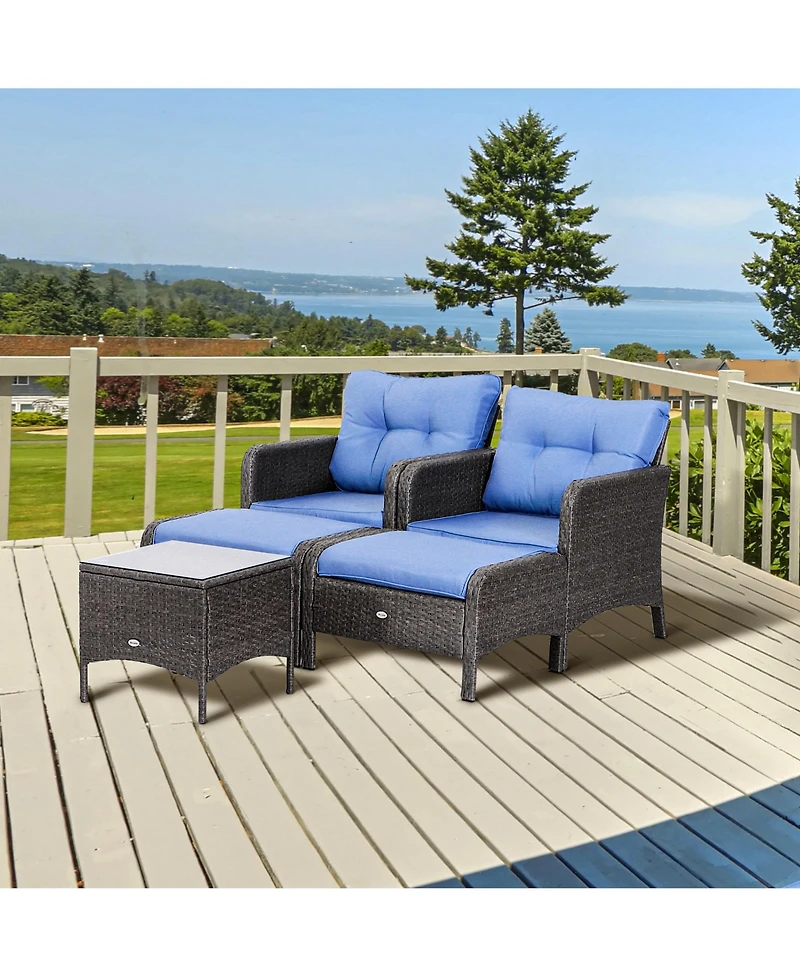 Outsunny 5-Piece Outdoor Rat Patio Set with Table,