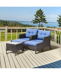 Outsunny 5-Piece Outdoor Rat Patio Set with Table,