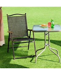 Costway Set of 2 Patio Folding Sling Back Chairs Camping Deck Garden Beach