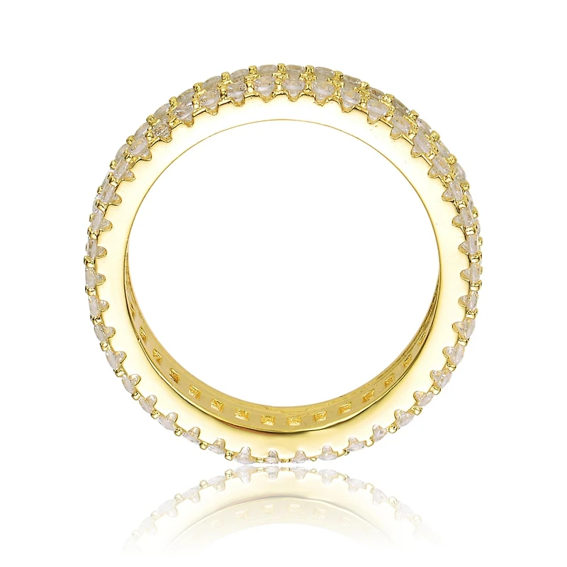 Ra 14K Gold Plated Baguette Cubic Zirconia Wide Band Ring