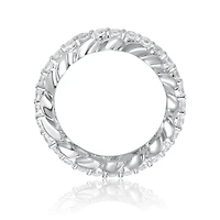 Ra White Gold Plated Oval Cubic Zirconia Band Ring