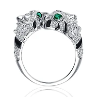 Ra Cubic Zirconia White Gold Plated Panther Bypass Ring