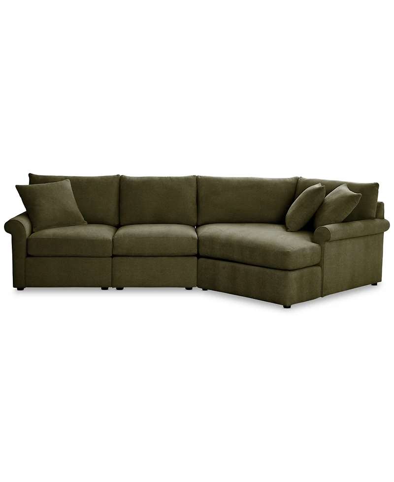 Closeout! Wrenley 131" 3-Pc. Fabric Modular Cuddler Chaise Sectional Sofa, Created for Macy's