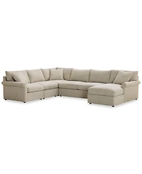 Closeout! Wrenley 138" 5-Pc. Fabric Modular Sleeper Chaise Sectional Sofa, Created for Macy's