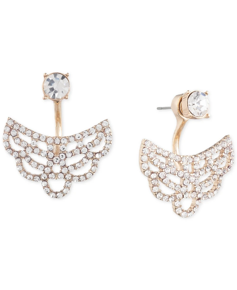 Marchesa Gold-Tone Coral Crystal Front Back Floater Earrings