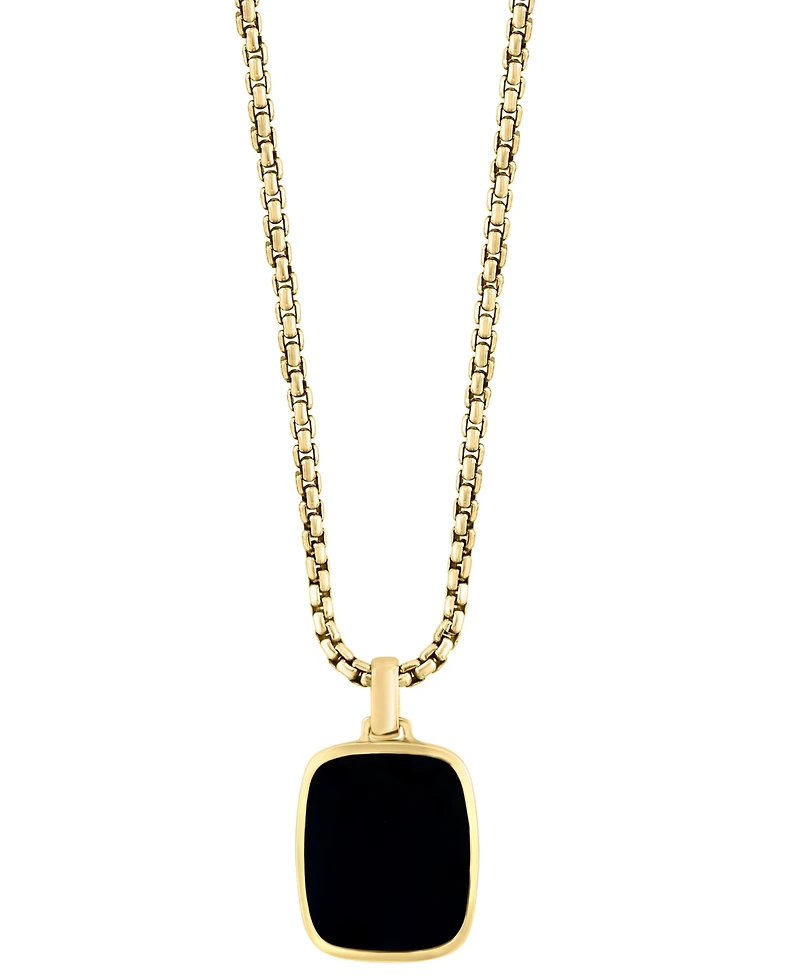 Effy Men's Onyx Dog Tag 22" Pendant Necklace in 14k Gold-Plated Sterling Silver