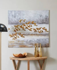 Rosemary Lane Canvas Bird Framed Wall Art with Silver-Tone Frame, 45" x 1" x 34"