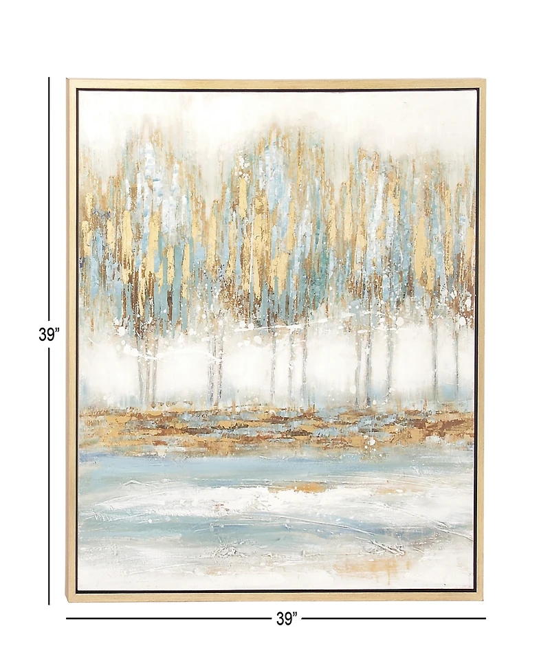 Rosemary Lane Canvas Tree Framed Wall Art with Gold-Tone Frame, 39" x 1" x 39"