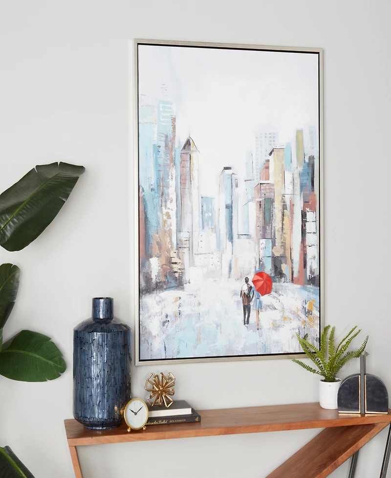 Rosemary Lane Canvas City Framed Wall Art with Silver-Tone Frame, 36" x 2" x 48"