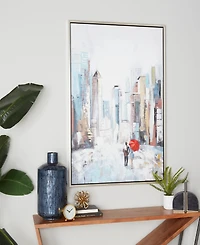 Rosemary Lane Canvas City Framed Wall Art with Silver-Tone Frame, 36" x 2" x 48"