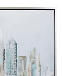 Rosemary Lane Canvas Buildings City Framed Wall Art with Silver-Tone Frame, 48" x 2" x 36"
