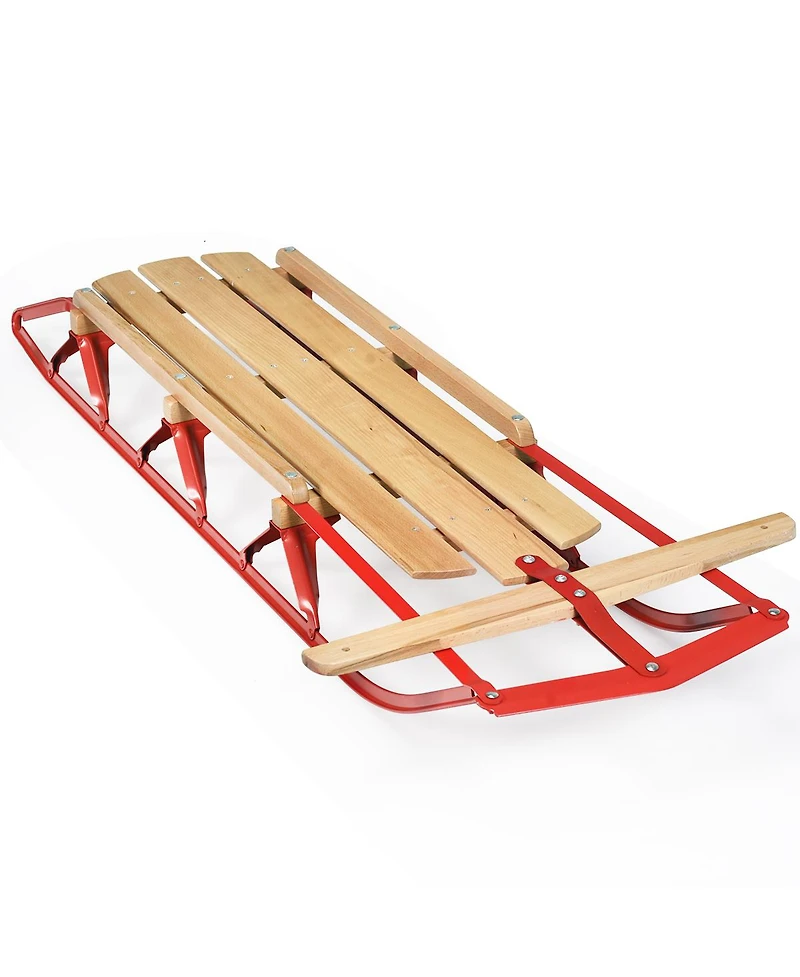 54''Kids Wooden Snow Sled Runners Steering