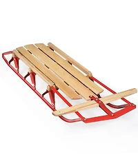 54''Kids Wooden Snow Sled Runners Steering